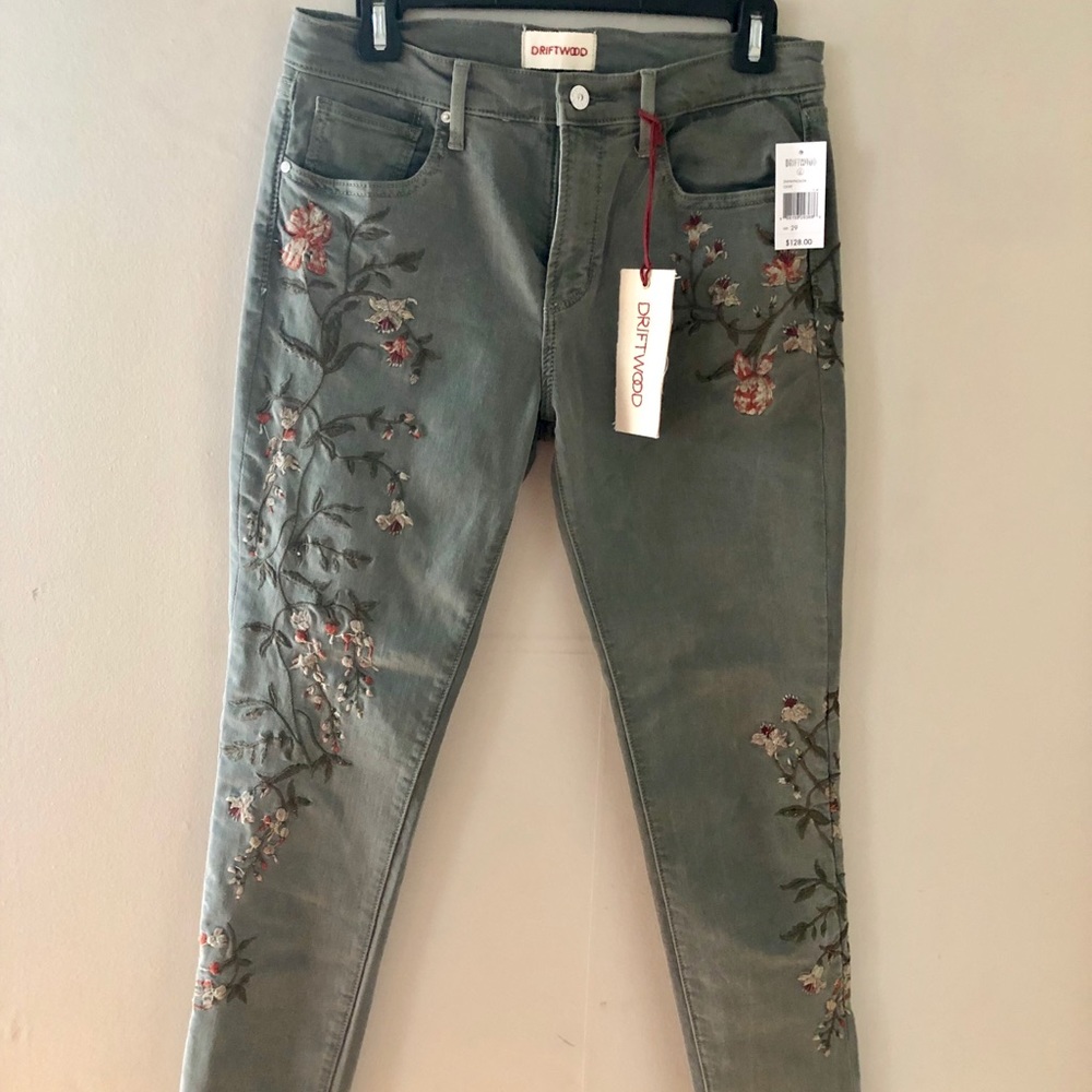 Driftwood embroidered jeans